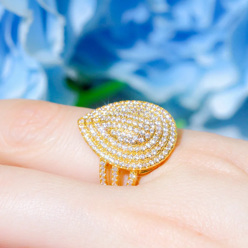 Newest Deluxe 18k gold plated  AAA zircon indian bridal jewelry set