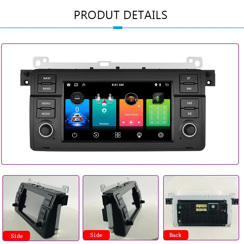 7 Inch 2 Din Android13 System Capacitive Screen Gps Navigation Audio Car Dvd Player For Bmw E46 Carplay