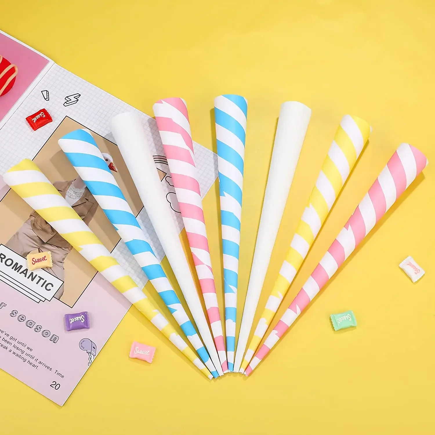 Premium Cotton Candy Cones 3000pcs/ carton  Pack - Candy Park Marshmallow Multicolor Cotton Candy Sticks