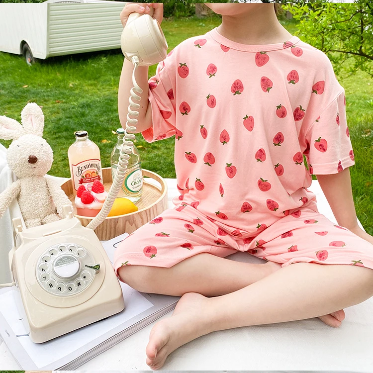 Toddler Baby Sleepwear Cute 2 Pieces Set Soft 100% Cotton Girls Clothes Kids Pajama Set