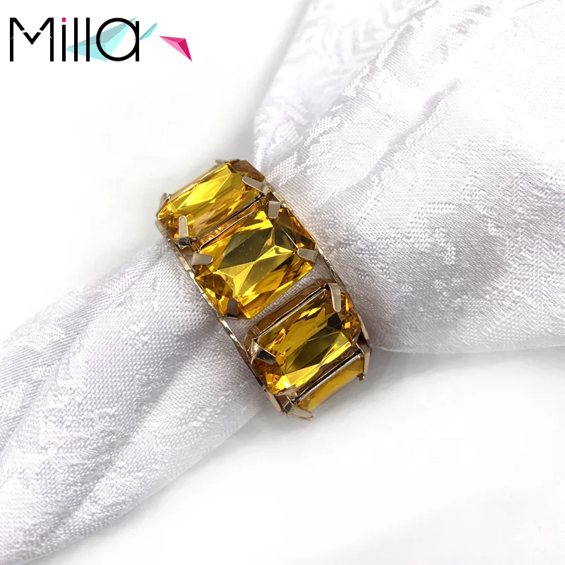 Colors Diamond Crystal Gold Silver Rhinestone Napkin Ring for Wedding Decoration