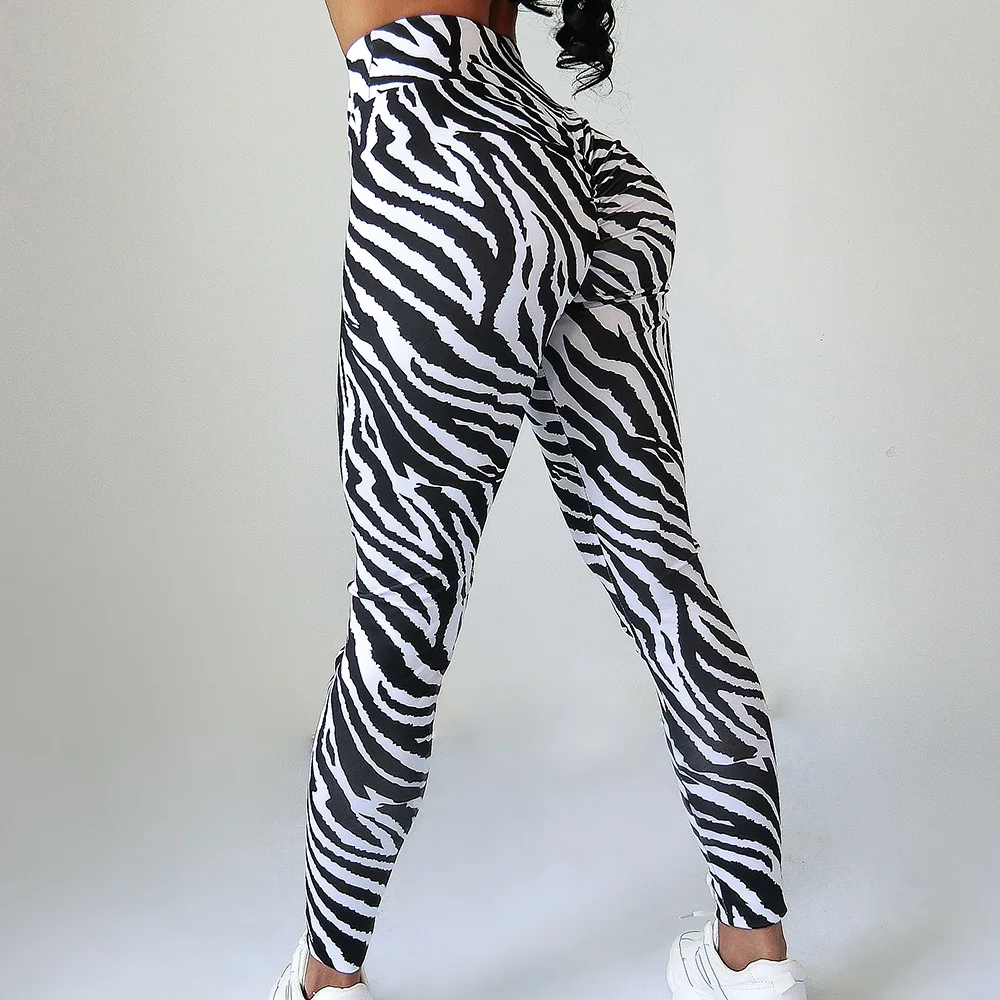 
Hot Sell Factory Zebra Animal Polyester Scrunch Butt Workout Fitness Gym Printed Sport Leggings 