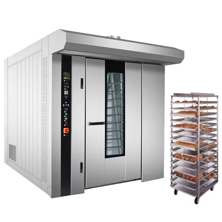 Automatic Gas Diesel Electric Industrial Commercial Rotary Oven For Bakery Bread Baking 12 16 32 64 Trays Rack Rotary Oven Price
