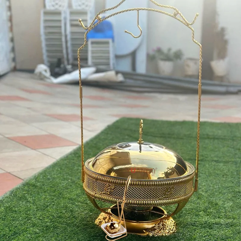New Design Chafing Dish 8L for Hotel Decorative Fancy Luxury Gold Chafing dish Buffet Set with Hanging Hinged Lid