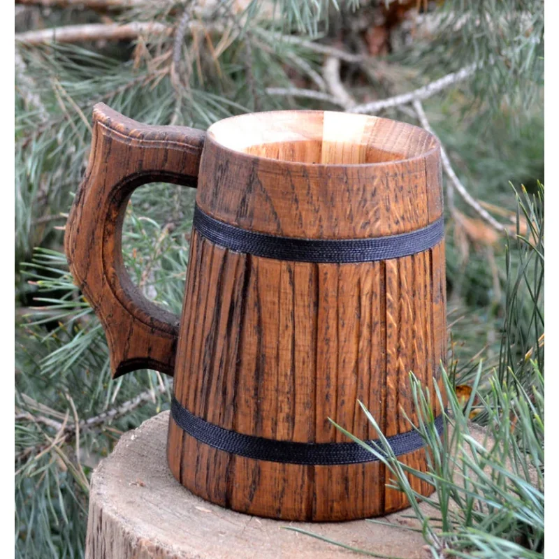 Caoxian Huashen gifts for best men gift for him groomsmen gift wood beer cup barrel type wooden beer mug