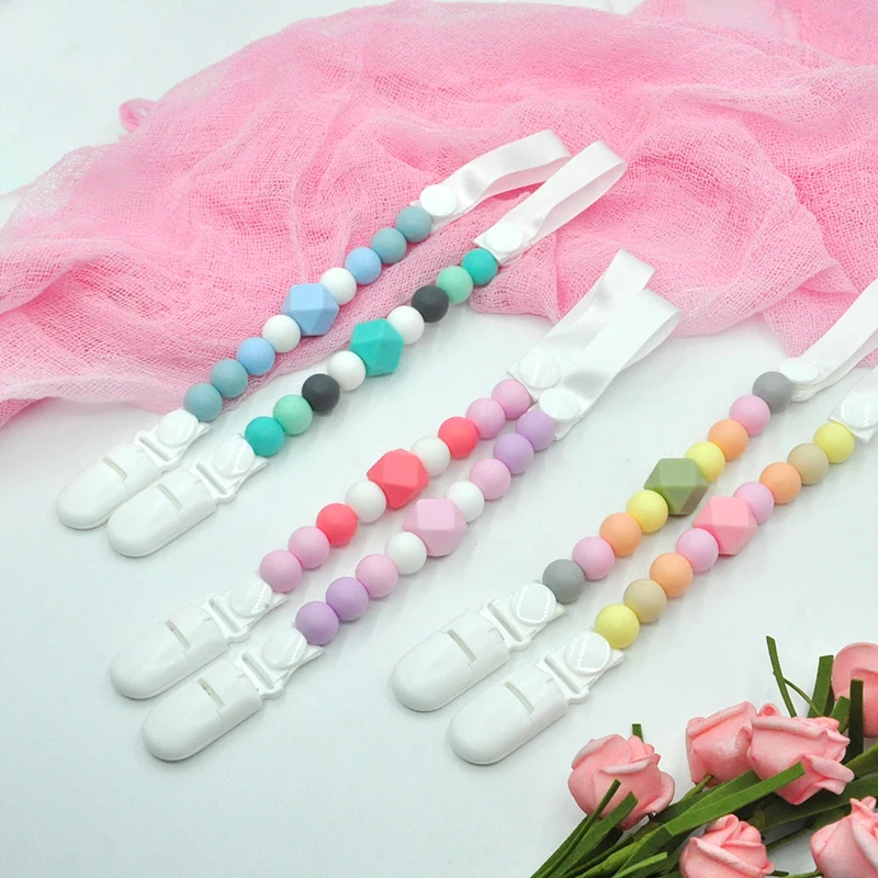New Arrive Safety Silicone Pacifier Clips Chain Teething Toys Baby Pacifier Holder