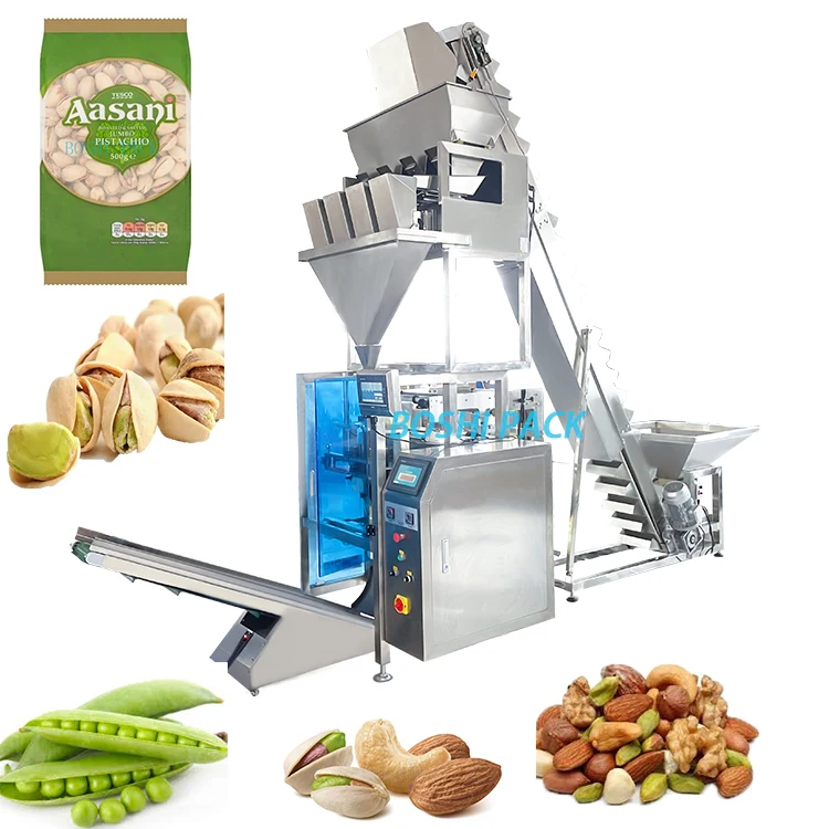 Multihead scale cashew nuts puff corn snack food packing machine dried pineapple dry fruits dried raisin bulk packaging machine