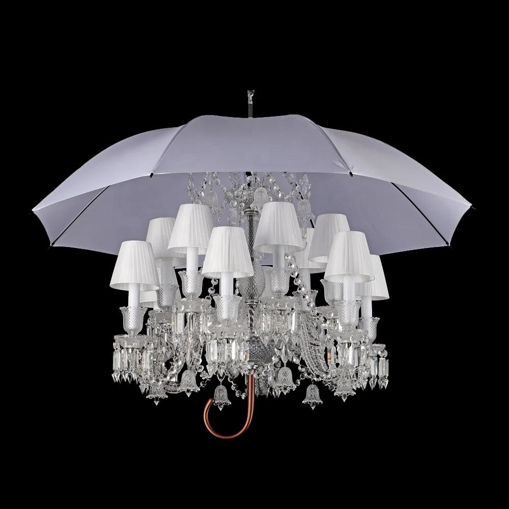 Italian Style 12 Lights Umbrella Hanging Crystal Chandelier Lighting with Lampshades