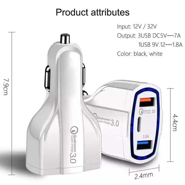 BK350 Универсальный QC3.0 Dual USB Type C PD автомобильный адаптер зарядного устройства 7A 3 в 1 телефон быстрое зарядное устройство