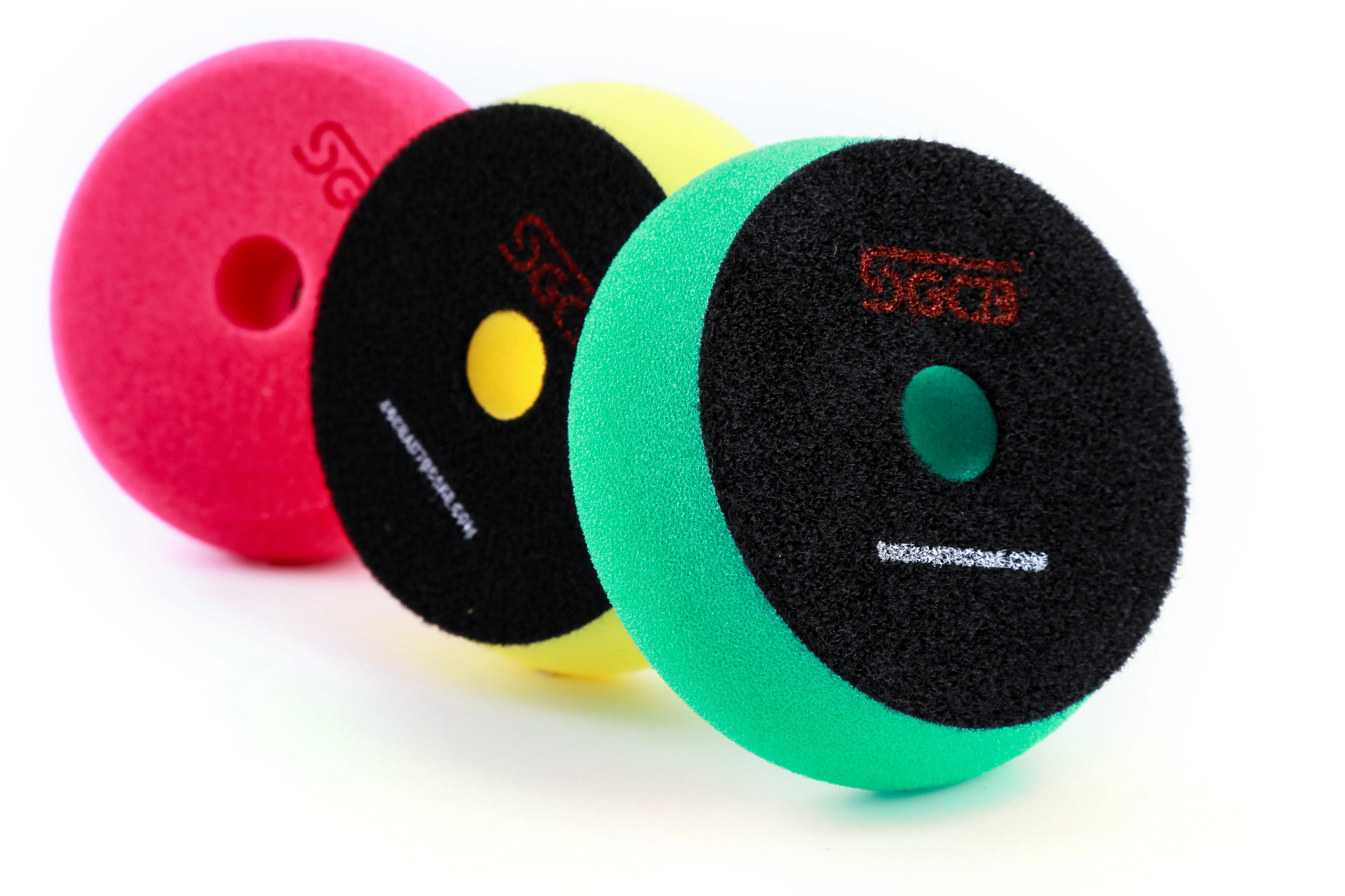 SGCB 5In RO/DA Car Polishing Foam Sponge Pad, Green Medium Cutting Polisher Pad Hook & Loop Grip Flat Light Pad Finishing Sponge