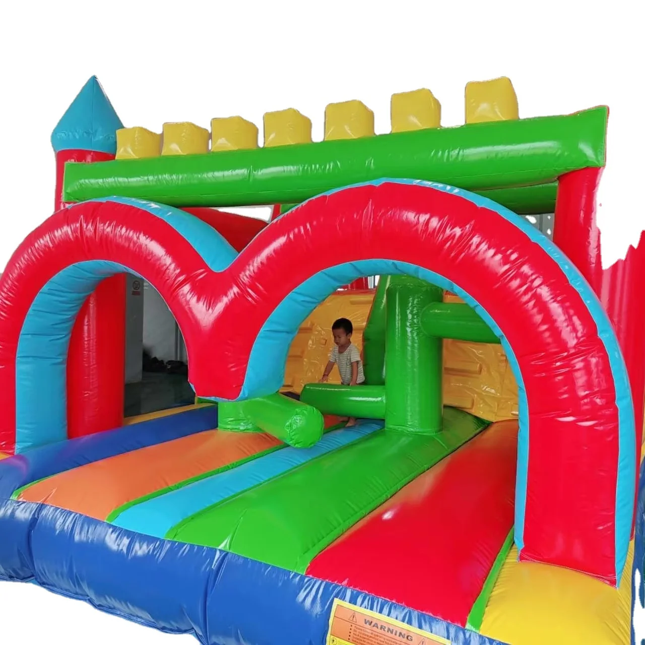 Inflatable rainbow trampoline, inflatable commercial obstacle trampoline, inflatable rental trampoline