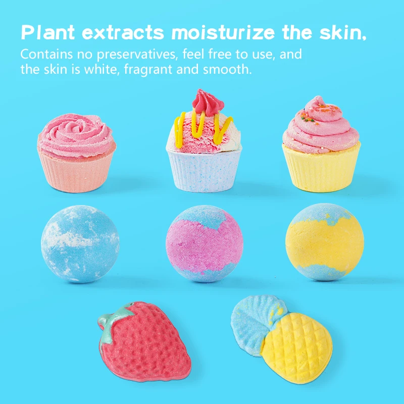  Wholesale Bathbombs Gift Set Vegan Large Cake Scented Shower Steamers Fruit Shape Kids Body Bath