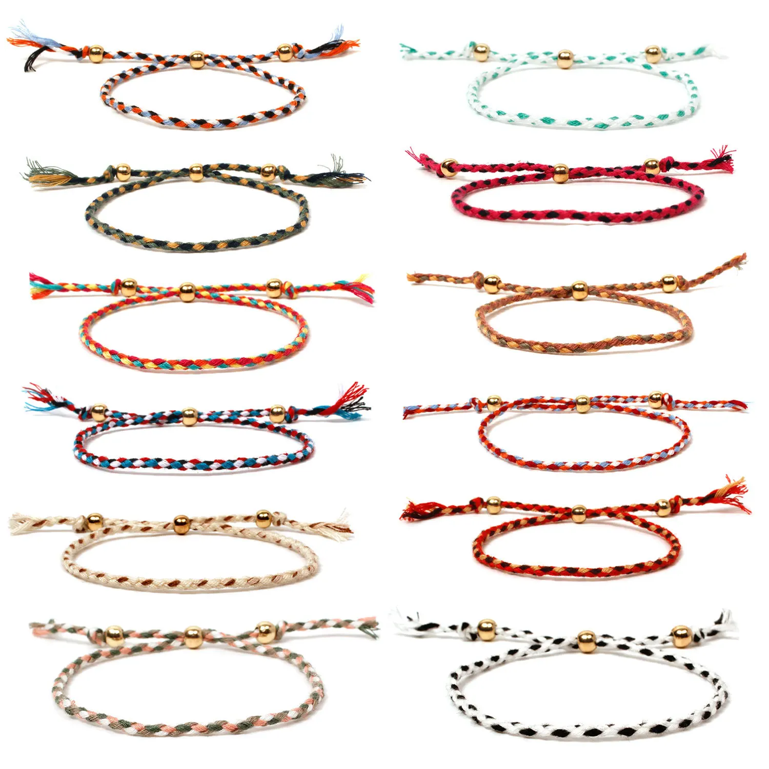 Best selling new gold bead accessories jewelry ladies fashion  tassel hand-woven colorful rope bracelet