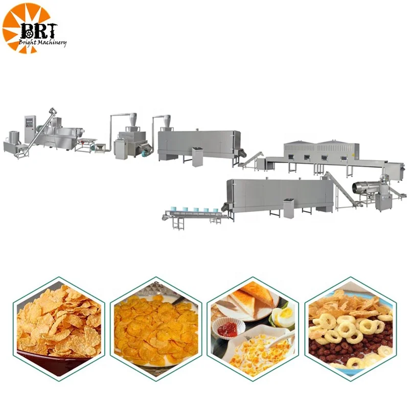 breakfast cereal bar making machine production line suppliers corn flakes processing extruder machine