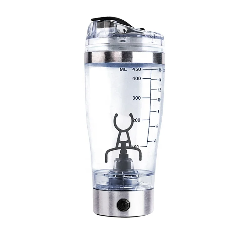 USB rechargeable gym electric shaker bottle 450ml 16oz automatic mixer for powder milk