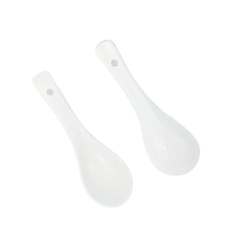 China supplier wholesale cheap price reusable simple white serving ceramic soup spoon for daily using