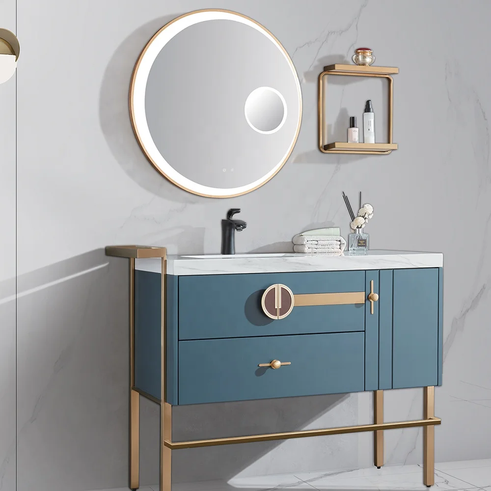 Modern Fashion New Design Floor mounted Bathroom Vanity Wash Basin Mirror Cabinet Bathroom Cabinet