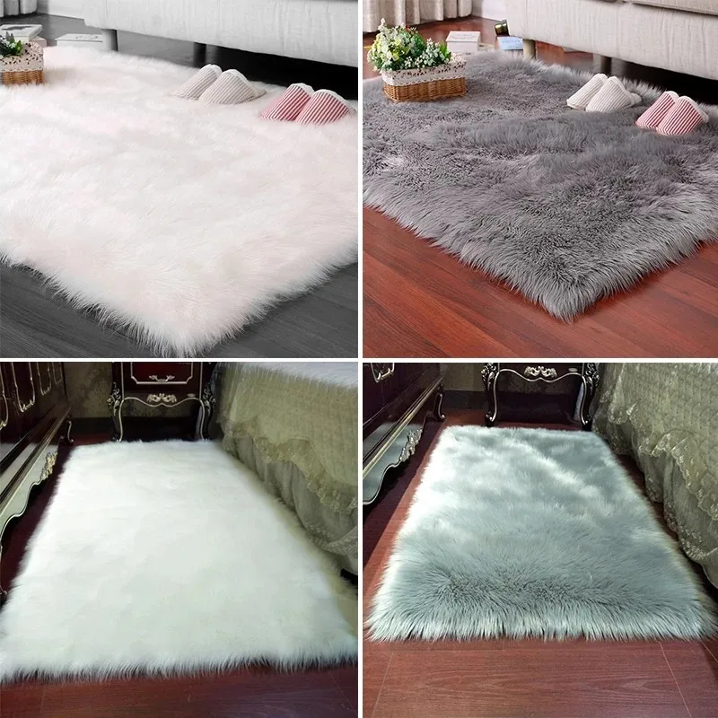 Promotion long pile sheepskin fluffy fur carpet rug/furry fur carpet/faux fur mat