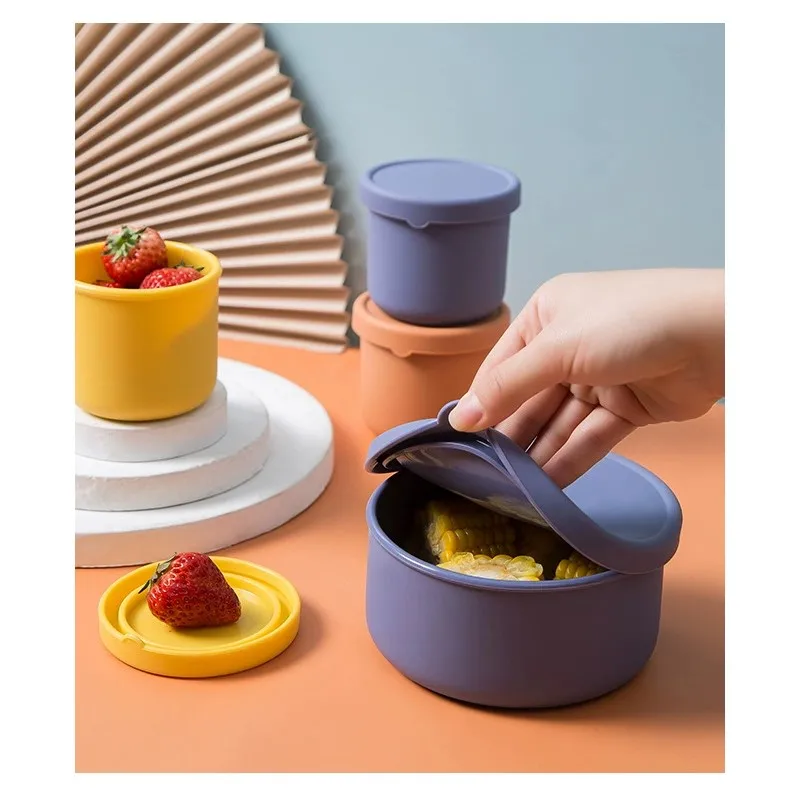 Hot Sale Kitchen Portable Lunch Box Sealed Storage Food Storage Box Silicone Heated Storage Containers With Scale