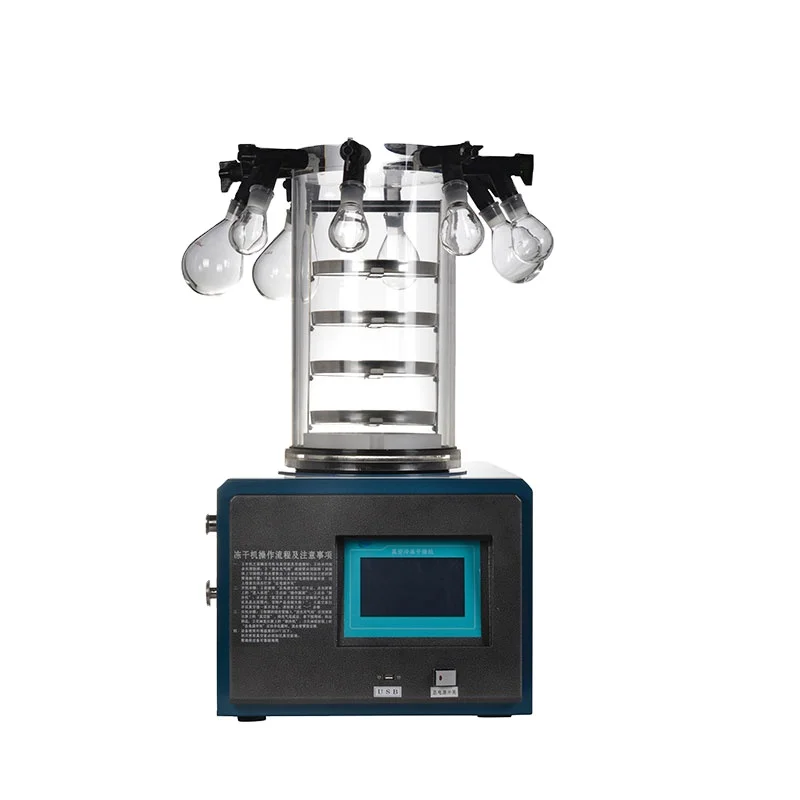 laboratory freeze dryer China Laboratory Lyophilizer Multi-pipe Lab Vacuum Freeze Dryer with 8 pieces hanging bottles