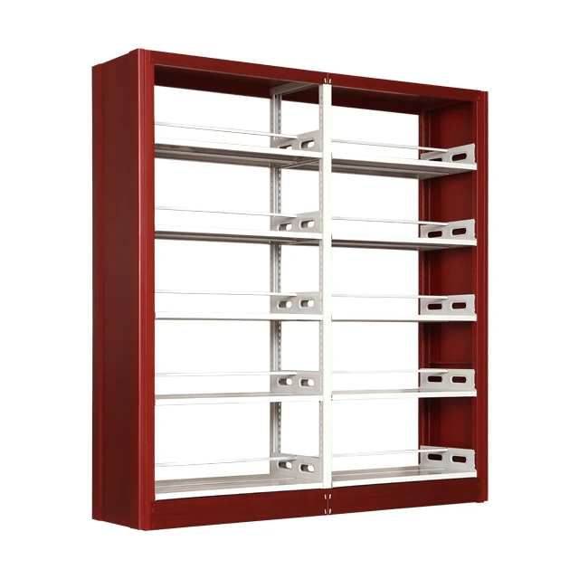 Librero Metal BookShelf Steel Shelving School Library Book Case Metal Materials Red Color Bookshelf Factory