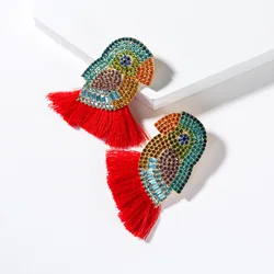 african twisted handmade korean long colorful dangling fringe tassel pendientes flecos fashion earrings fringe