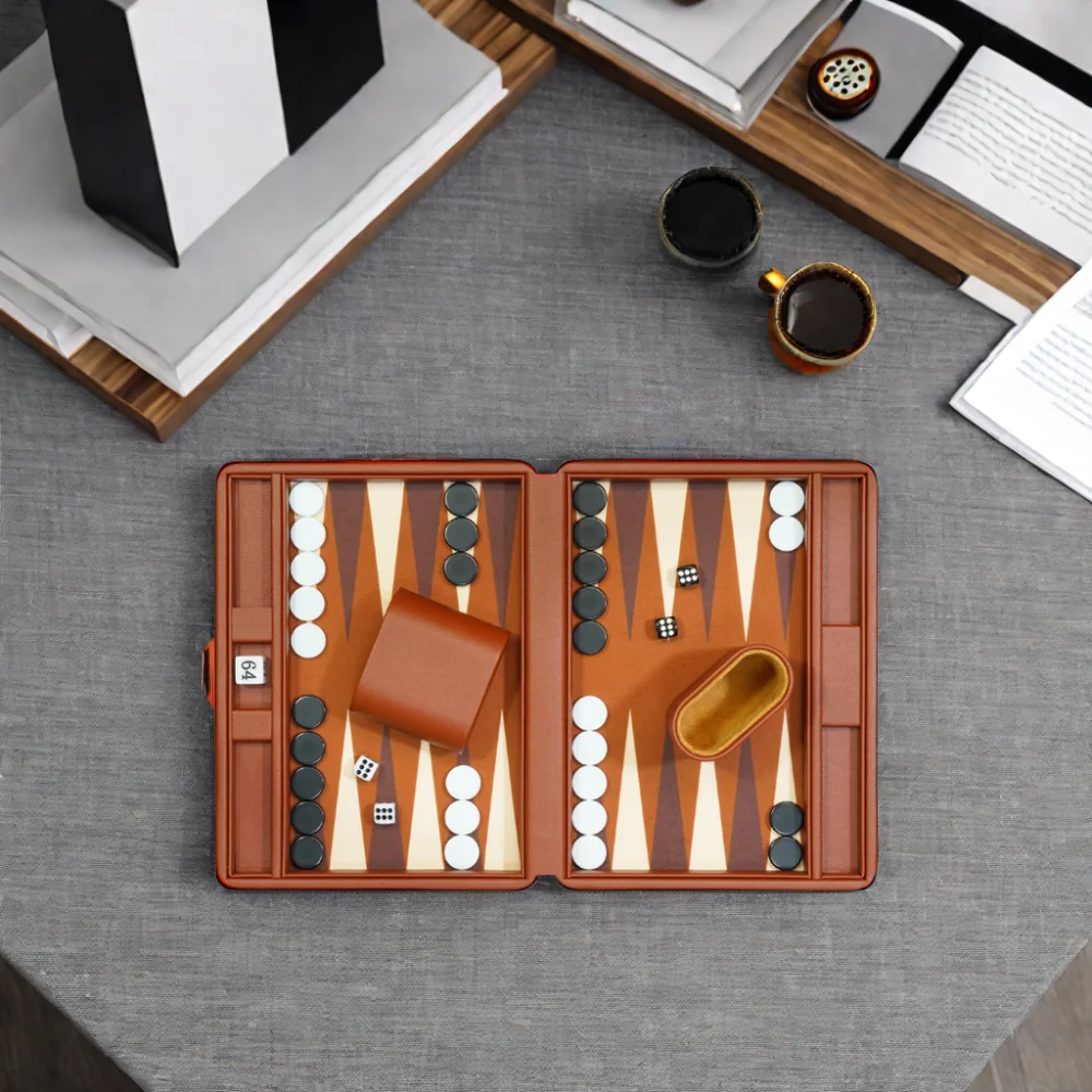 Outdoor Game 9 Inch Travel Backgammon Set with Magnet Checkers