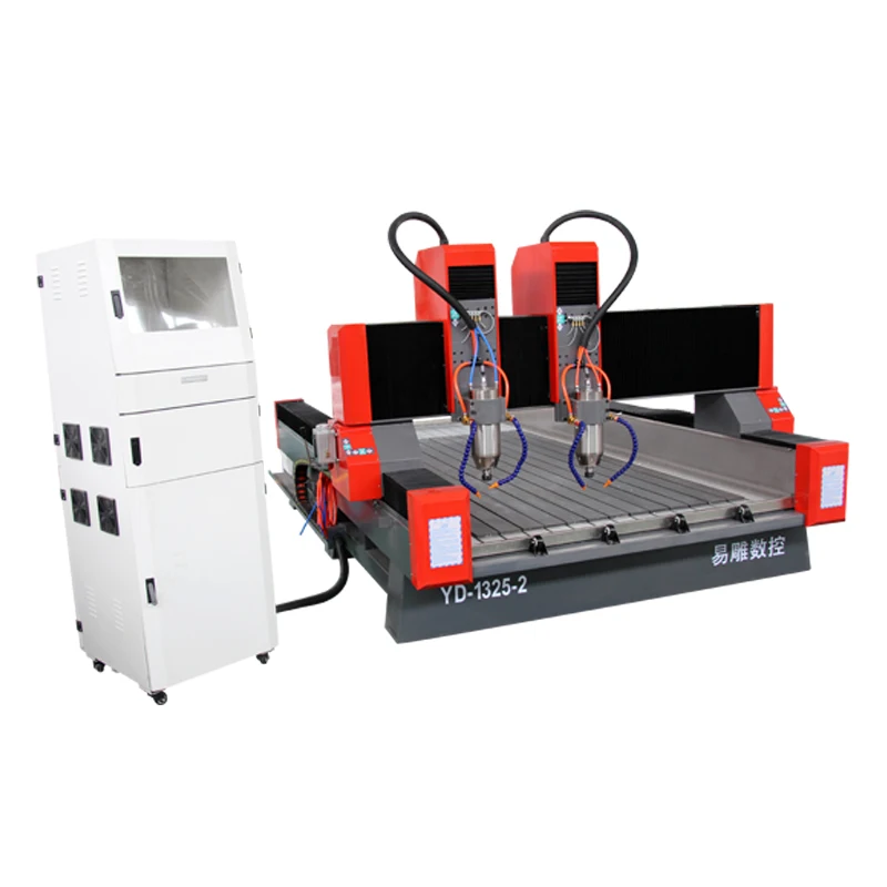 Профессиональная двойная головка 4 оси 1325 3d резьба по мрамору cnc router машина с поворотным