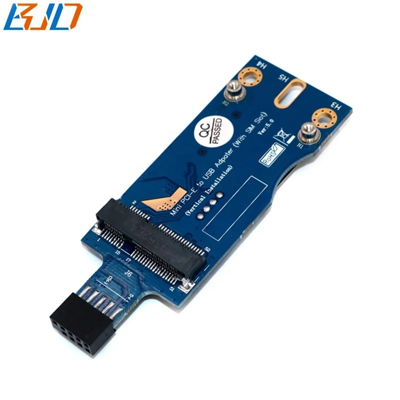 Mini PCI-e 52PIN PCIe to USB 9Pin Female Adapter Riser Card with SIM Slot Ver 5.0 for GSM GPS GPRS WLAN 3G 4G LTE Modem Module