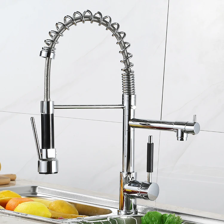 
Chrome &Black Kitchen Faucet Tap Pull Out Sprayer Kitchen Faucets Flexible Sink Kitchen Faucets For Kitchenroom 