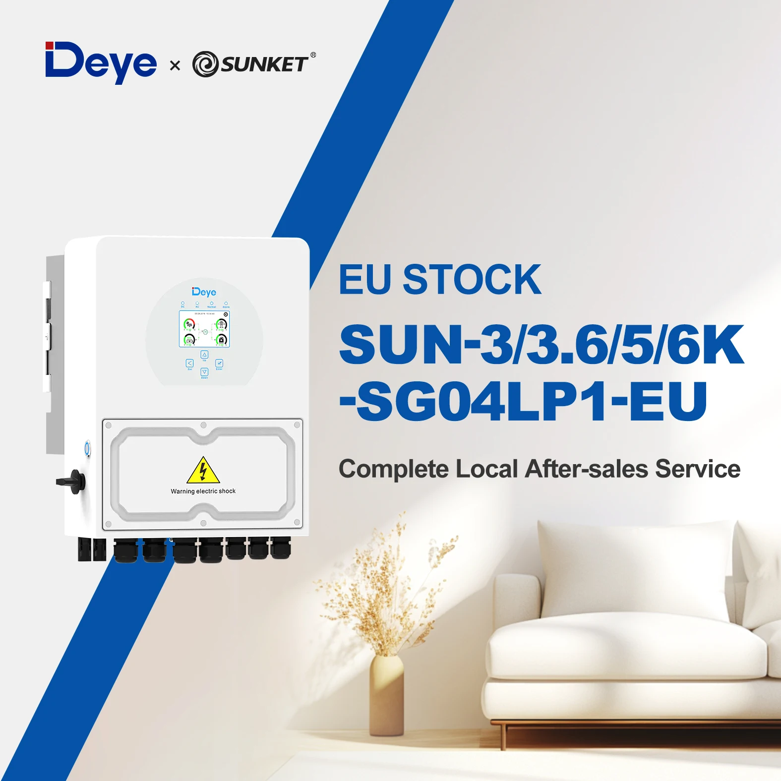 Deye 5KW & 6KW Hybrid Inverter 48V to 230V Single Phase MPPT Solar Inverter with 60Hz Output Frequency