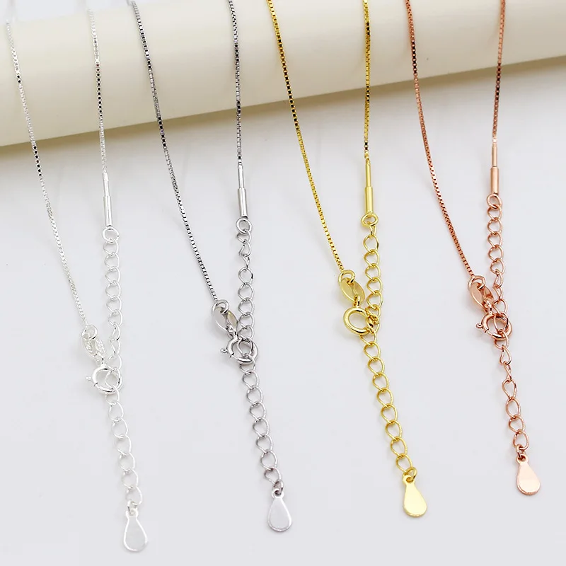 S925 Sterling Silver Screw Buckle Necklace DIY Clavicle Necklace Single Chain Pure Necklace Heart-Piercing with Needle Box Chain