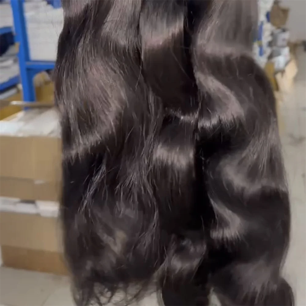 Wholesale Indian Body Wave Human Hair Raw Hair Weave Bundles  Natural Black Body Wave Bundles