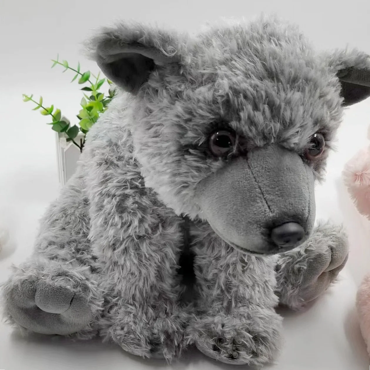 customised grey color cute big eyes bear plush animal deer dog bear stuffed toy
