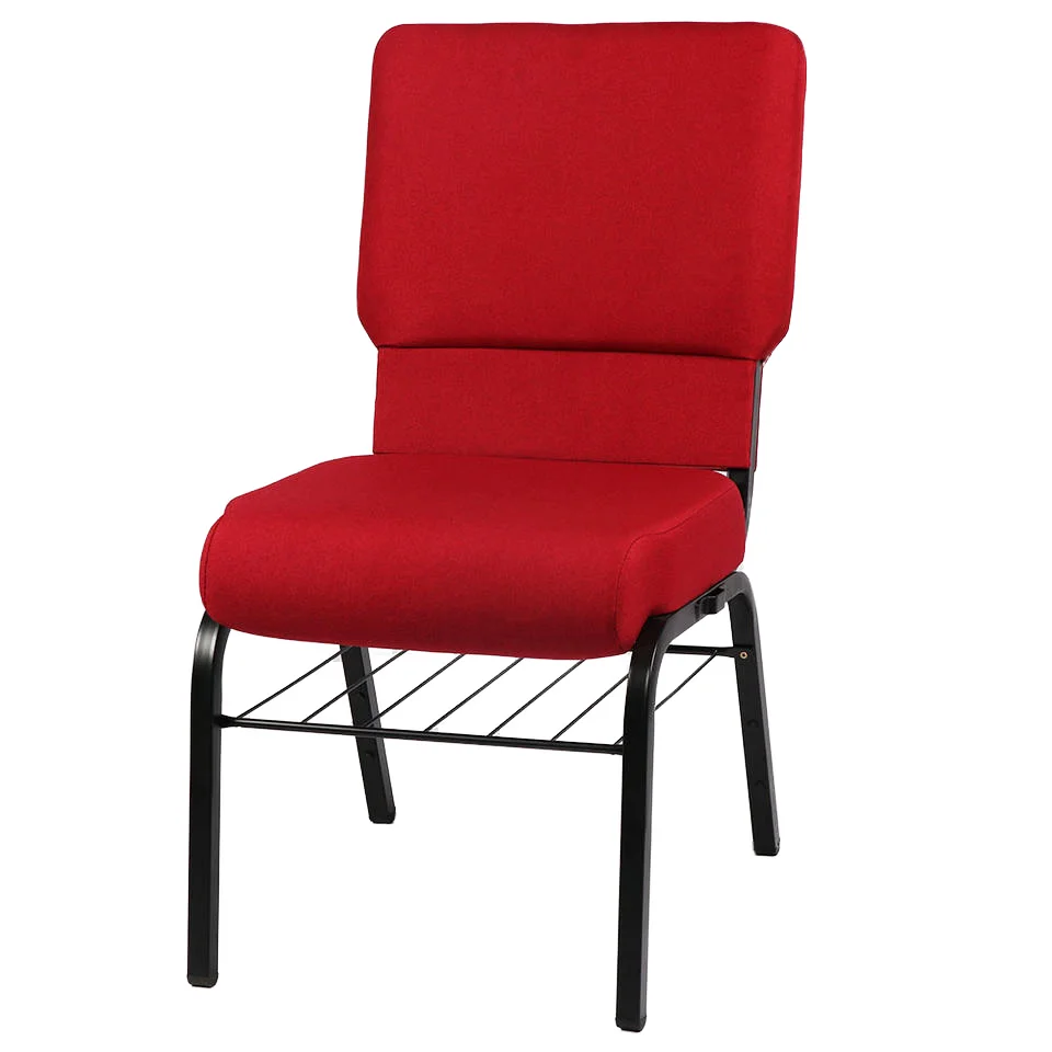 Factory Direct Sale Metal Frame Padded Cushion Theater Chairs Fabric Interlocking Church Chair with Removable Bookrack