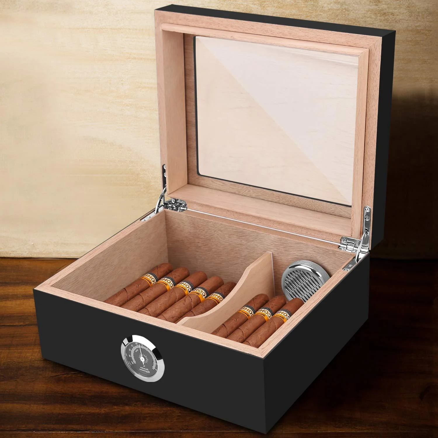 large capacity wooden cabinet spanish cedar solid wood cuban gohiba cigar smoke humidifier moisturizing cigar  box wholesale