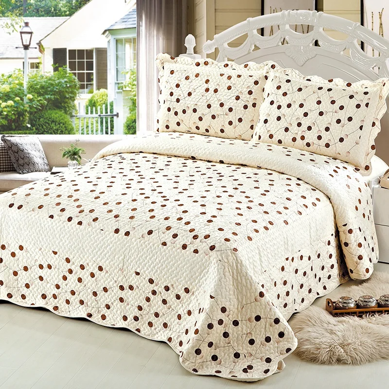 
European Short Plush Microfiber Printed Quilted Patchwork Bedspread 