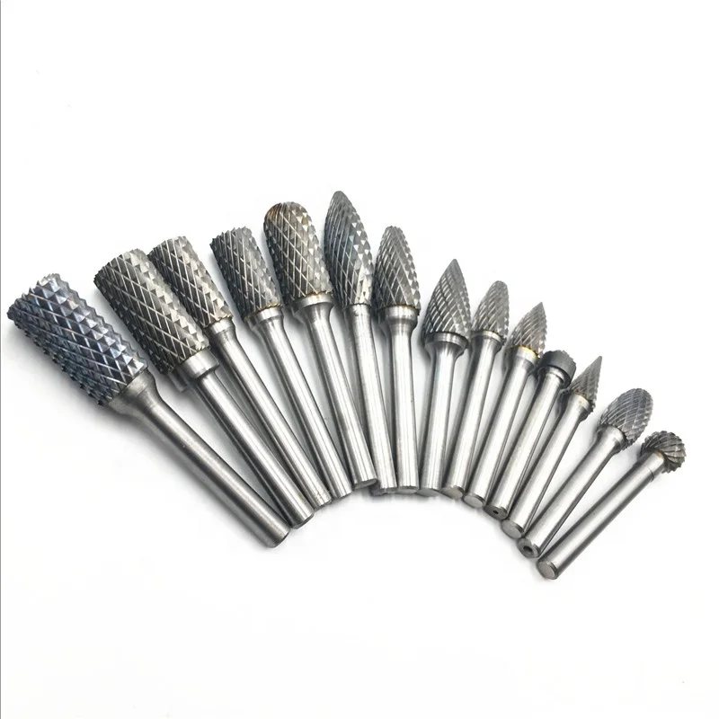 Premium Carbide Burrs Set with 1/4''Shank Double Cut Solid Power Tools Tungsten Carbide Rotary Files Bits for Die Grinder Metal Wood Carving Engraving Polishing Drilling Grinding Milling Cutting