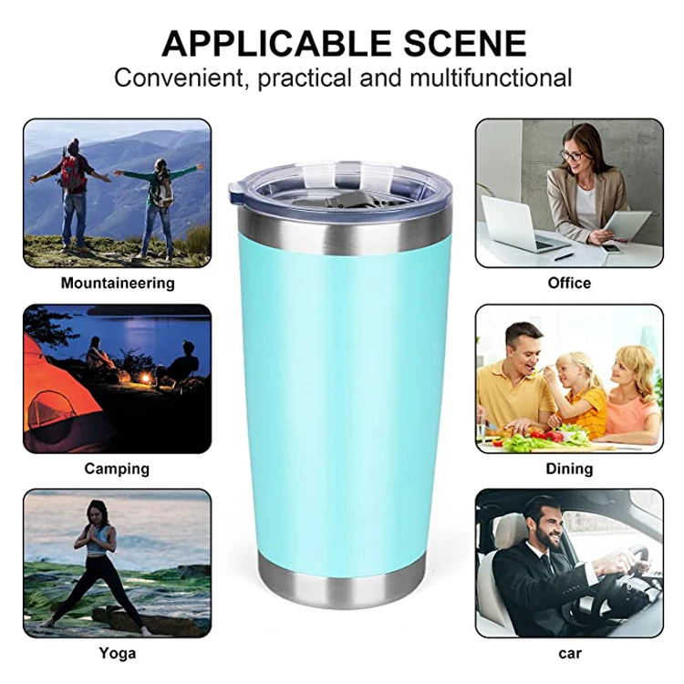 WeVi 20oz 30oz Stainless Steel Travel Coffee Tumbler Cups Double Wall with Handle Straw Beer Tea Wine Gift PS Material Wholesale