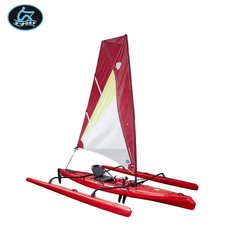  U-лодка высокого качества маленький пластиковый trimaran sinle sit on top sailboat с алюминиевыми сидениями системой