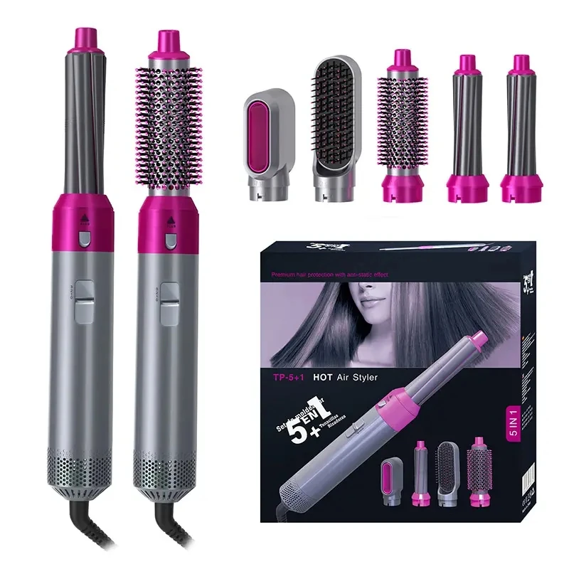 Hot Air Hair Dryer 5 in 1 Hair Straightening and Curler Blow Dryer Brush Hair Styling Tools