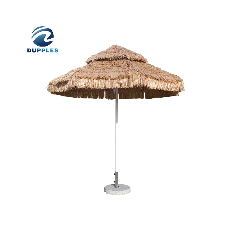 New Design Sun Shade Double Layer Outdoor Large Patio Umbrella Central Column Folding Thatch Parasol For Garden Pool Beach