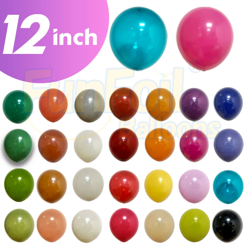 High Quality Retro Color 12 Inch Rubber Globos Birthday Graduation Party Decoration Inflation Air Helium Latex Balloons Set