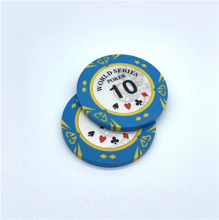 Custom design logo low MOQ clay/plastic/ceramic poker chips jetton printing ceramic challenge coins