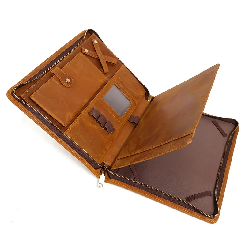 Genuine Leather  Bag for Men and Women - Multi Pocket Padfolio Folder