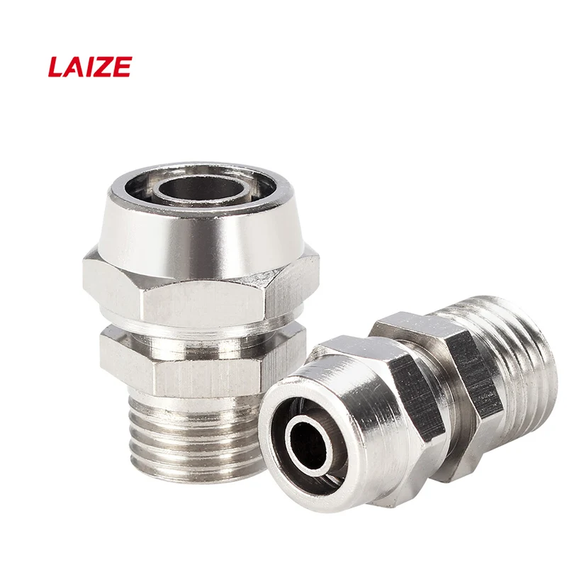 Быстрый Пневматический фитинг никель Латунный прямой шестигранный штепсельный резьбовой переходник с наружной резьбой