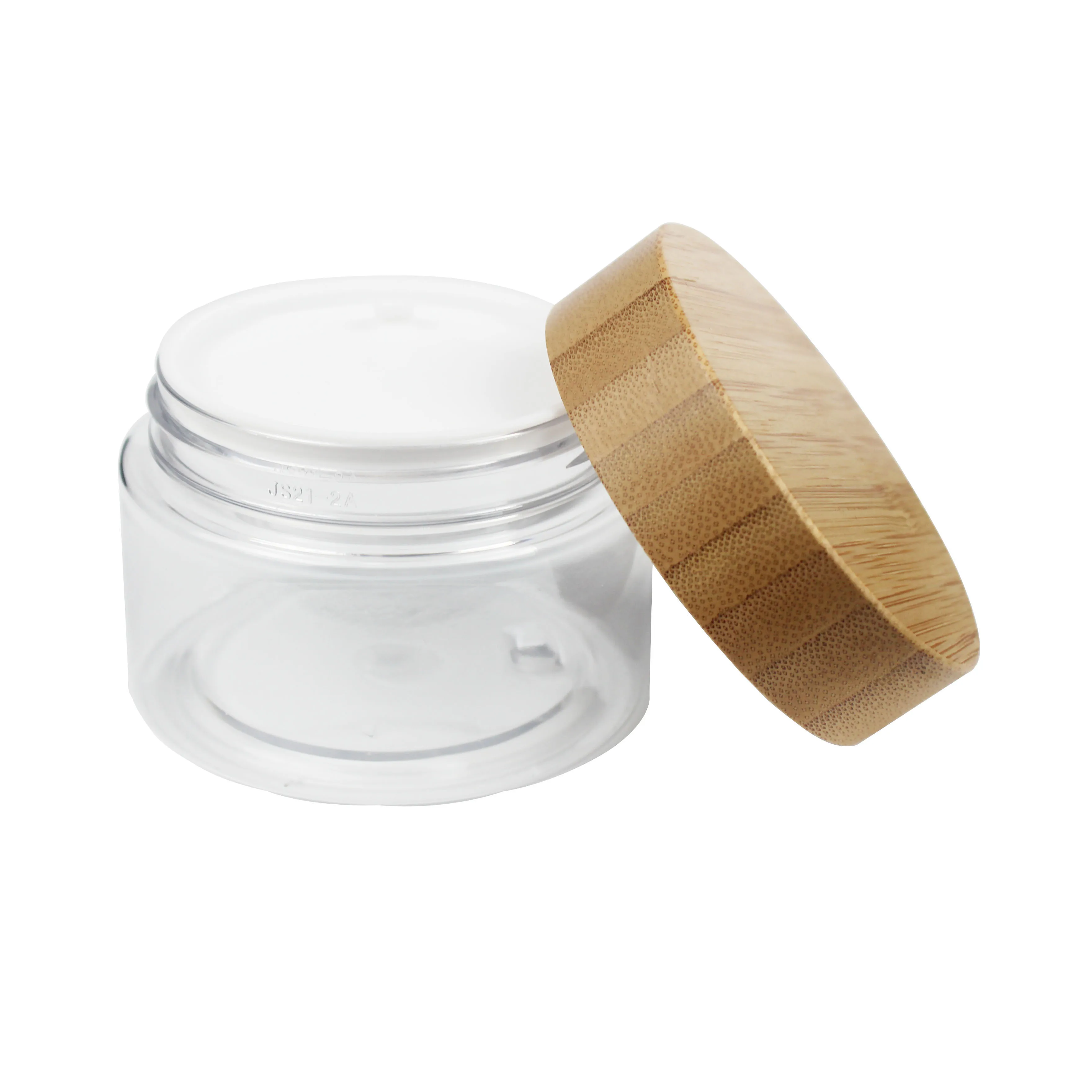 Small 150ml Factory Price Bamboo Color Lid Cream Container clear Cosmetic Jar PJB014J