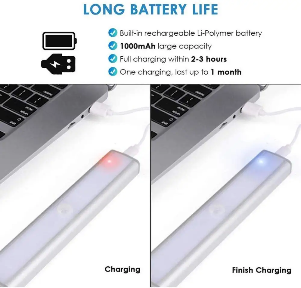 Новая версия 30 светодио дный с регулируемой яркостью USB Перезаряжаемый беспроводной PIR датчик движения для детской комнаты ночной Светильник шкафа светодиодный светильник