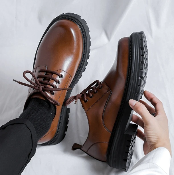 UP-5070r Classic Round Toe Thick Sole Men Shoes Elegant Official Leather Business Shoes for Man