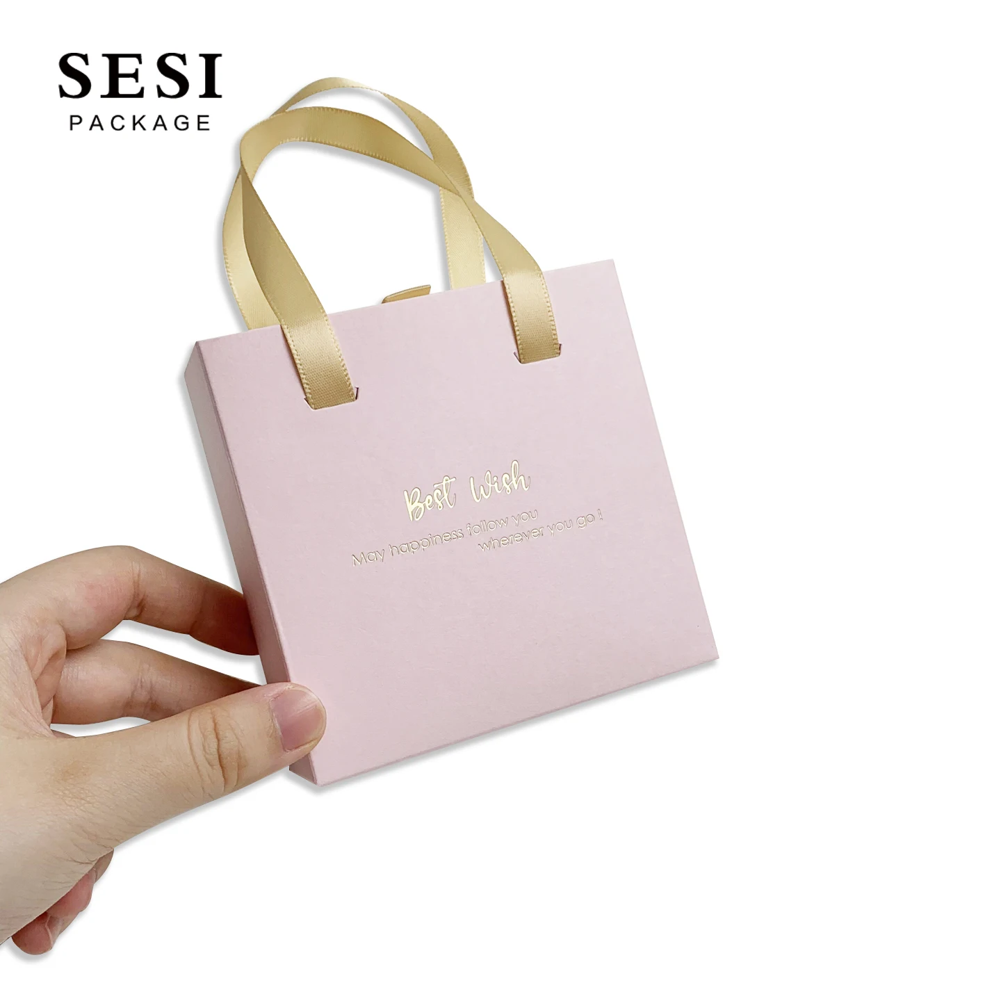 Custom Logo Pink Slide Carton Jewelry Box Packing Drawer Slide Satin Jewellery Box With Handle Ribbon